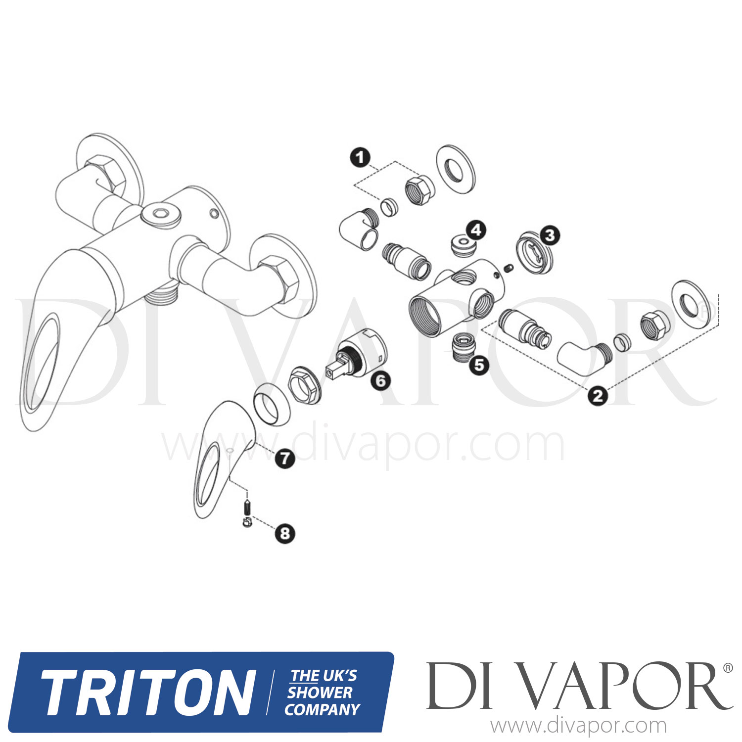 Triton Kaho Manual Mixer Shower Shower Spare Parts TR DV 534